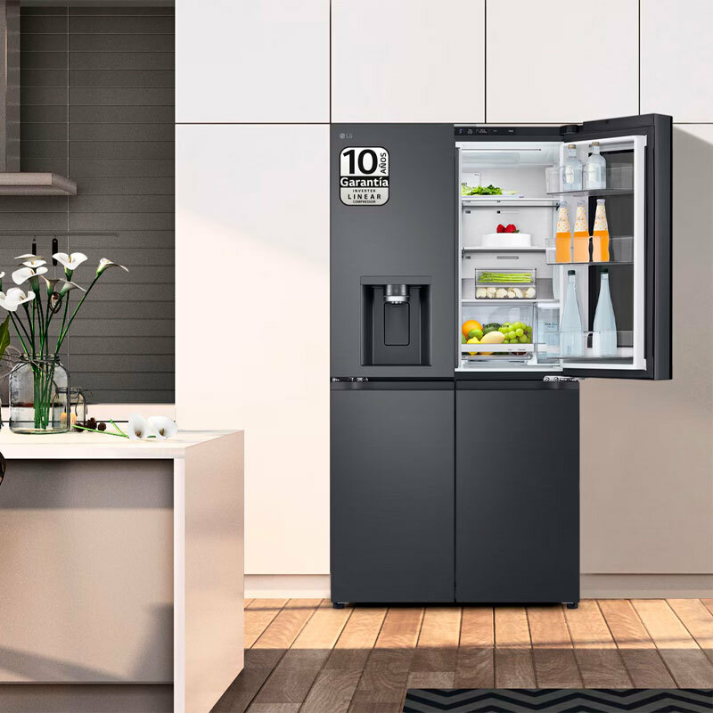 Frigorífico americano LG GMG961EVKE – 637L, InstaView, acero negro antihuellas