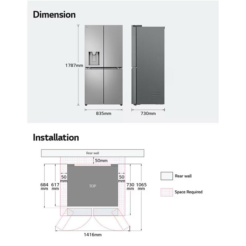 Frigorífico americano LG GML861PYPE – 506 L, Total No Frost, Dispensador agua y hielo