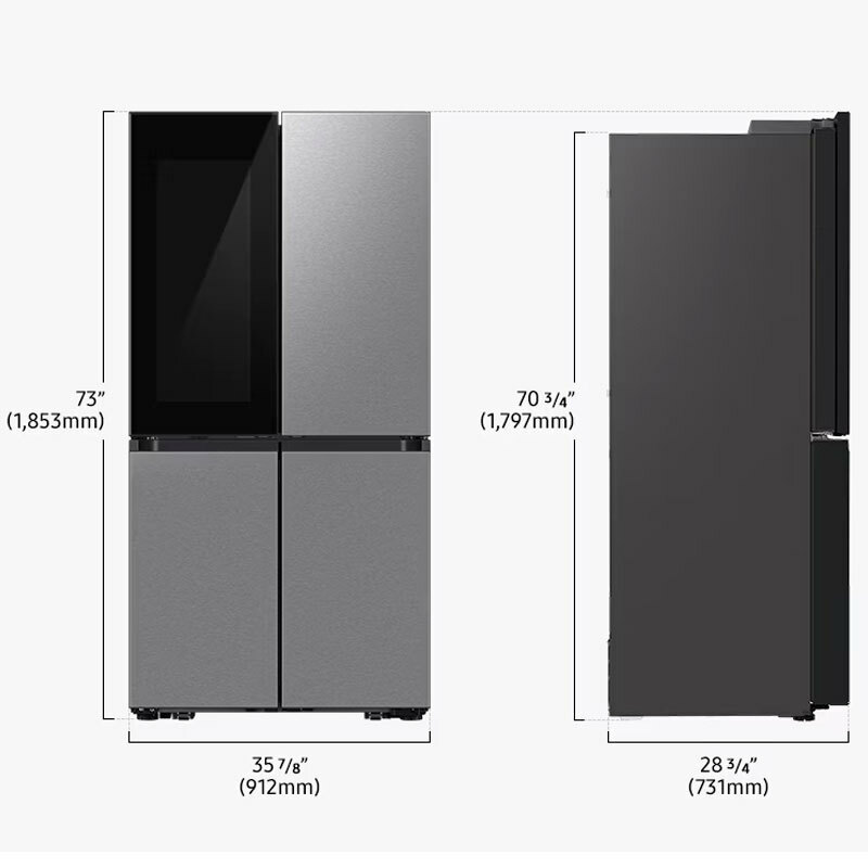 Frigorífico americano Samsung RF65DB970E22EF – 645 L, Triple Cooling, Dispensador agua y hielo