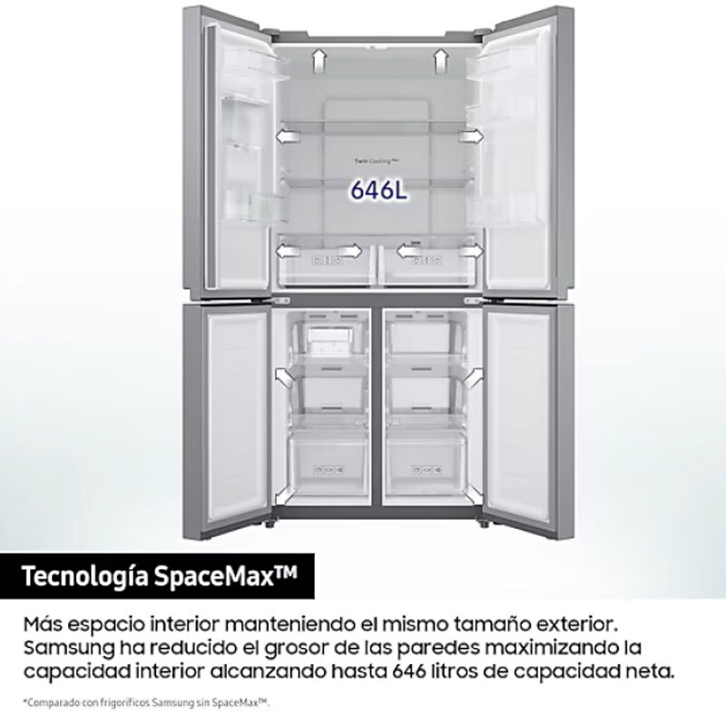 Frigorífico americano Samsung RF65DG960ESREF – 646 L, Triple Cooling Plus, Dispensador agua y hielo