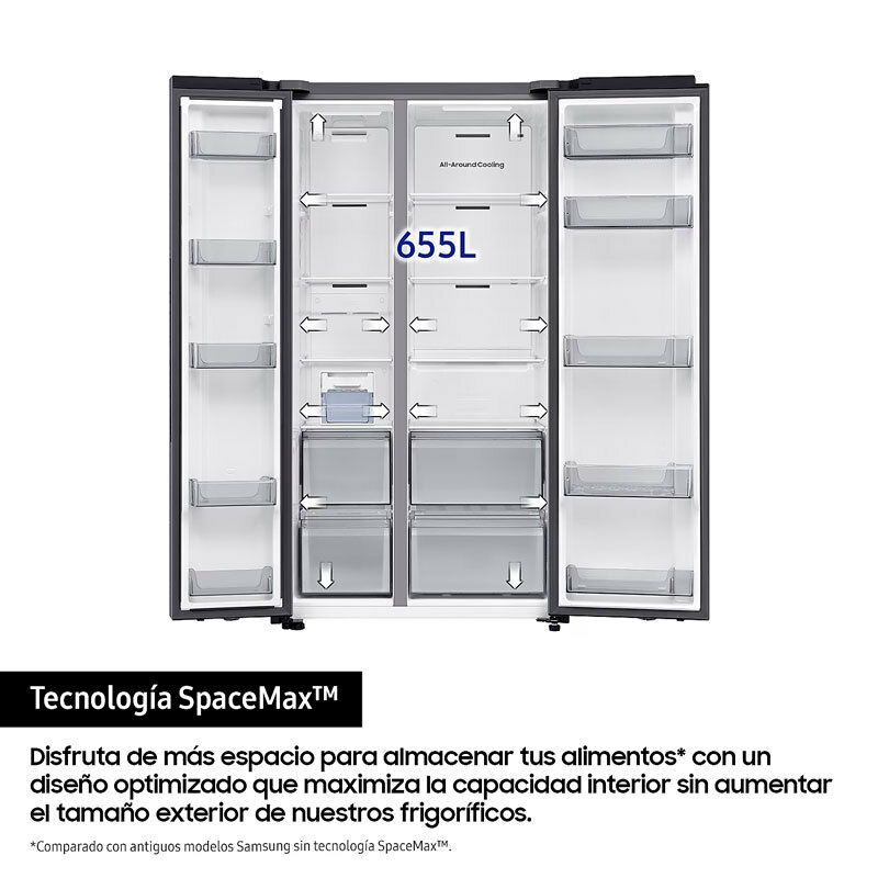 Frigorífico americano Samsung RS70F65QETEF – 659 L, SpaceMax, AI Inverter