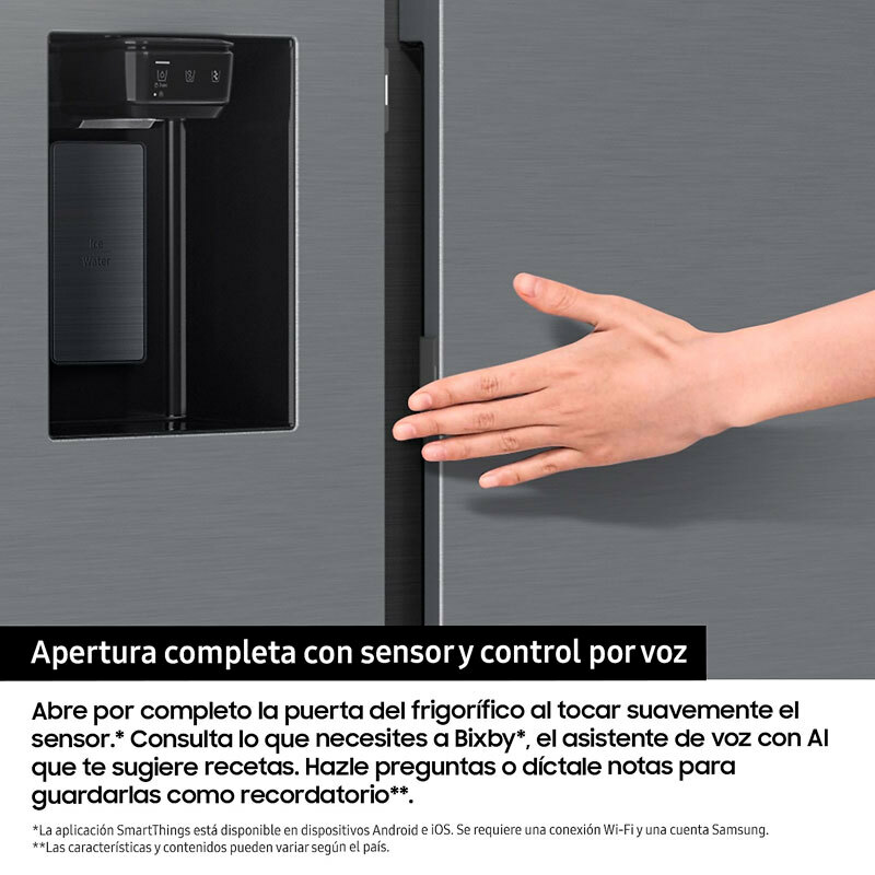 Frigorífico americano Samsung RS80F64KDTEF – 640 L, dispensador agua y hielo, AI Inverter