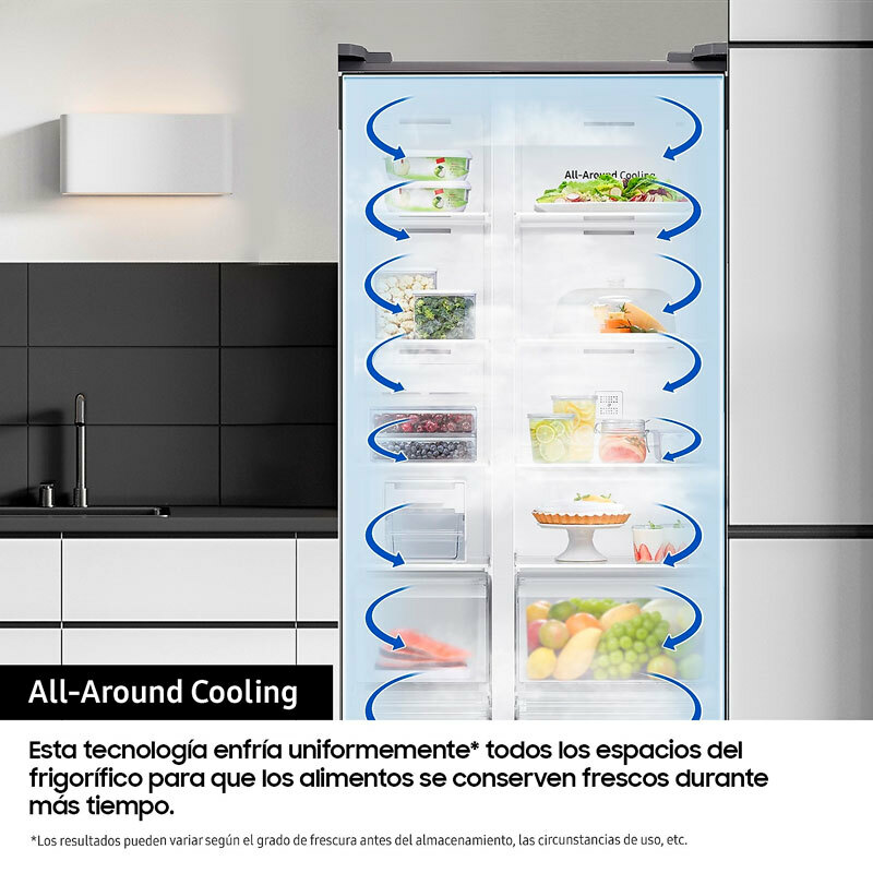 Frigorífico americano Samsung RS80F64KDTEF – 640 L, dispensador agua y hielo, AI Inverter