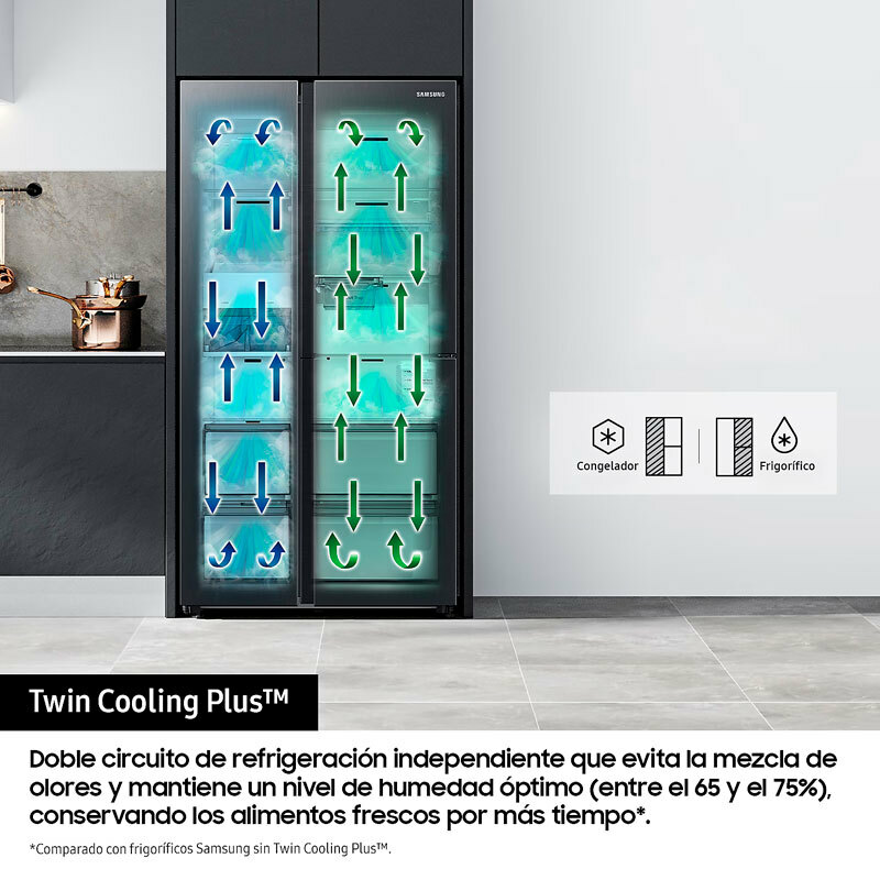 Frigorífico americano Samsung RS90F66BETEF – 614 L, Twin Cooling No Frost, Family Hub 21,5"