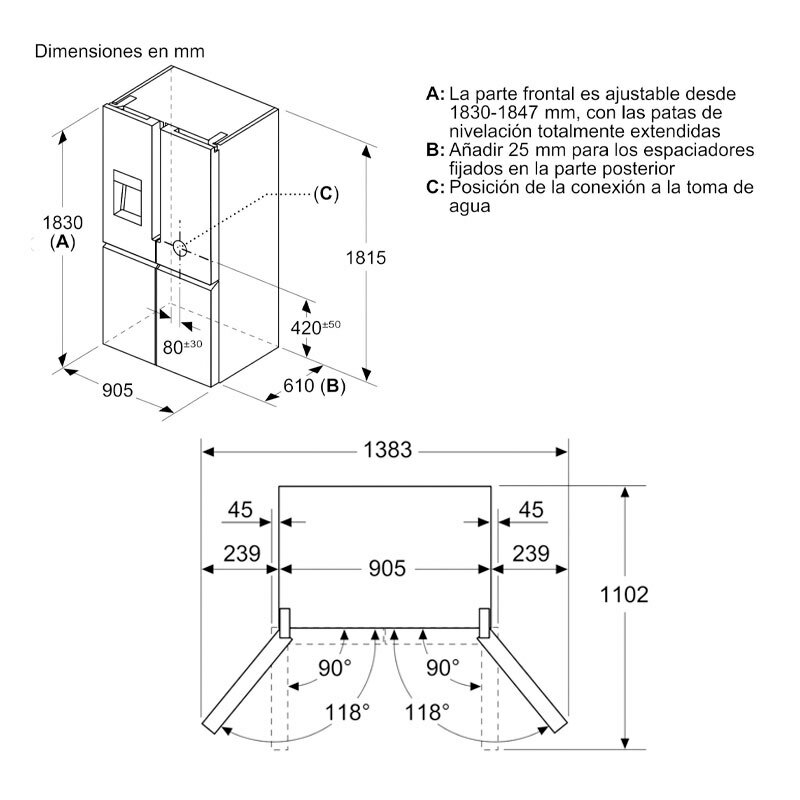 Frigorífico americano Siemens KF96DAXEA – 574 L, Total No Frost, Home Connect