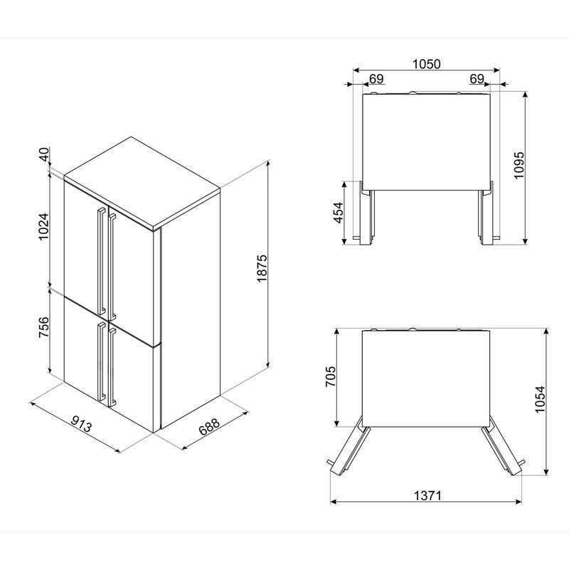 Frigorífico americano Smeg FQ60CPO6 – 572 L, Total No Frost, Crema Colonial
