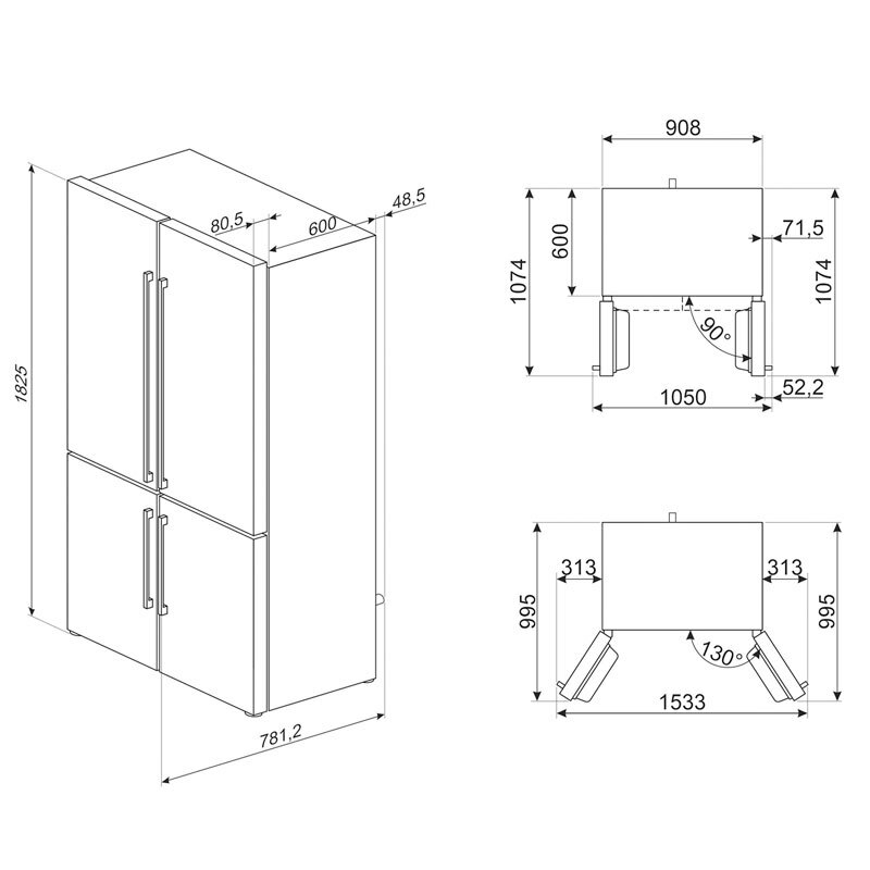 Frigorífico americano Smeg FQ60NDE – 572 L, Total No Frost, Compresor Inverter