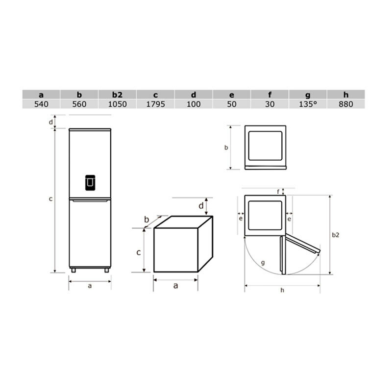 Frigorífico combi Exquisit KGC265-70-NF-040C – 253 L, Total No Frost, Inox