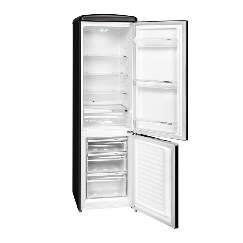 Frigorífico combi Exquisit RKGC250-70-H-160E – 244 L, Negro mate, Clase E