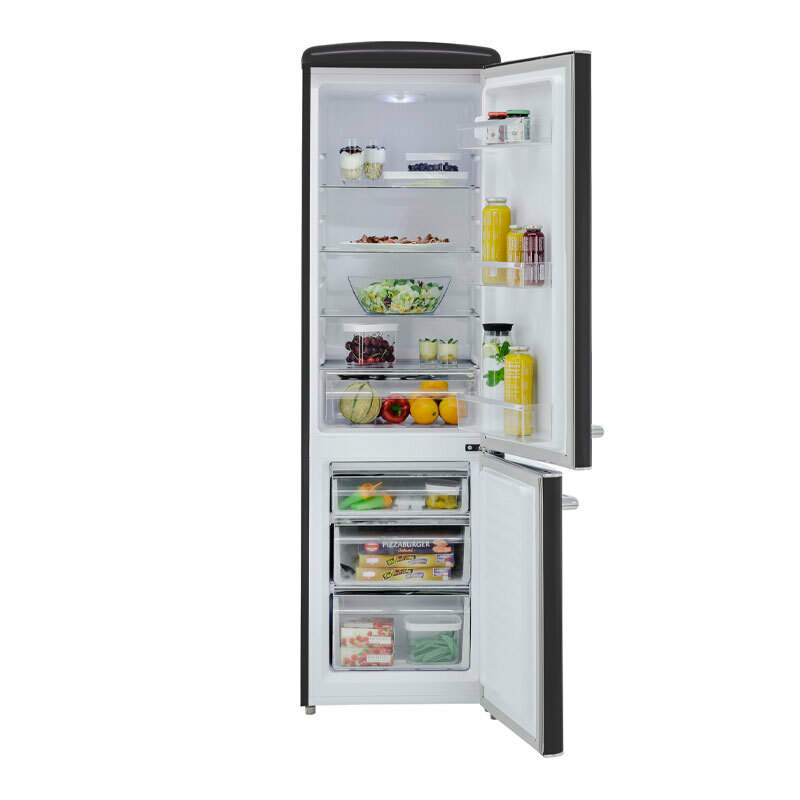 Frigorífico combi Exquisit RKGC250-70-H-160E – 244 L, Negro mate, Clase E