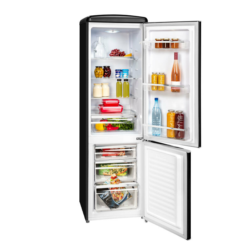 Frigorífico combi Exquisit RKGC250-70-H-160E – 244 L, Negro mate, Clase E