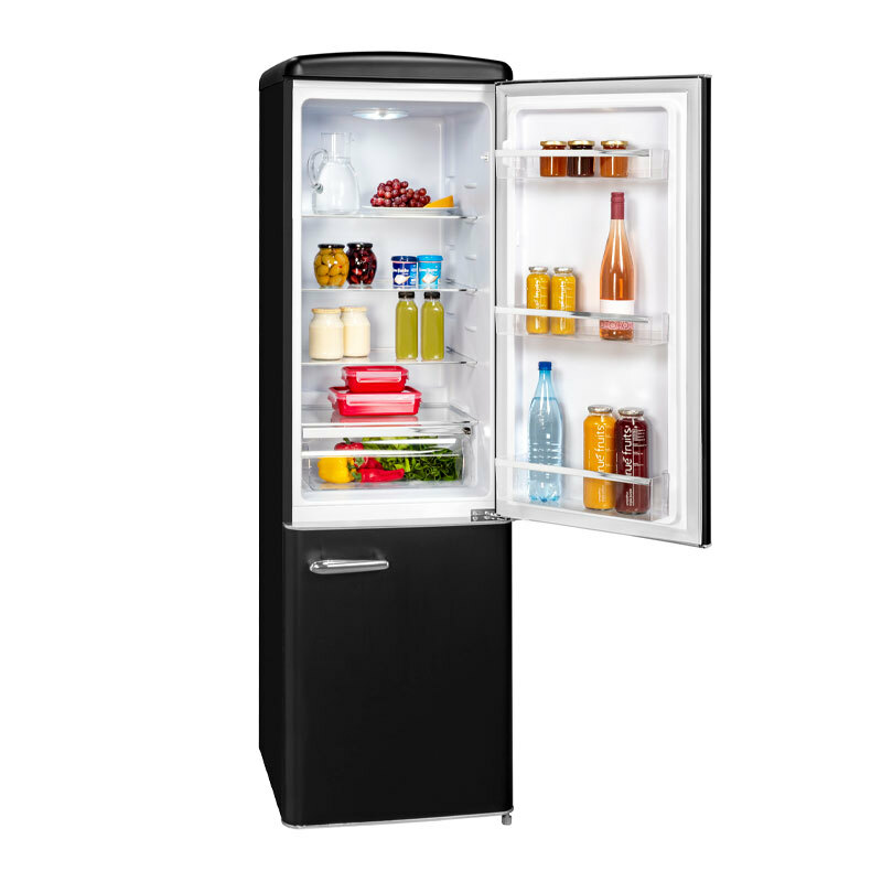 Frigorífico combi Exquisit RKGC250-70-H-160E – 244 L, Negro mate, Clase E