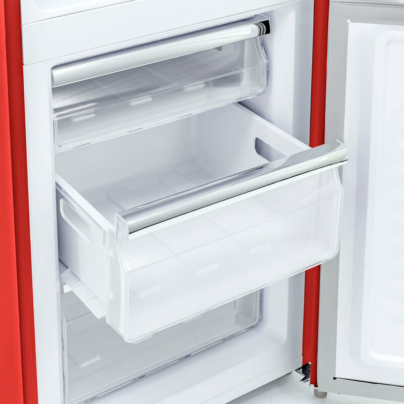 Frigorífico combi Exquisit RKGC250-70-H-160E – 244 L, Rojo retro, Congelador inferior