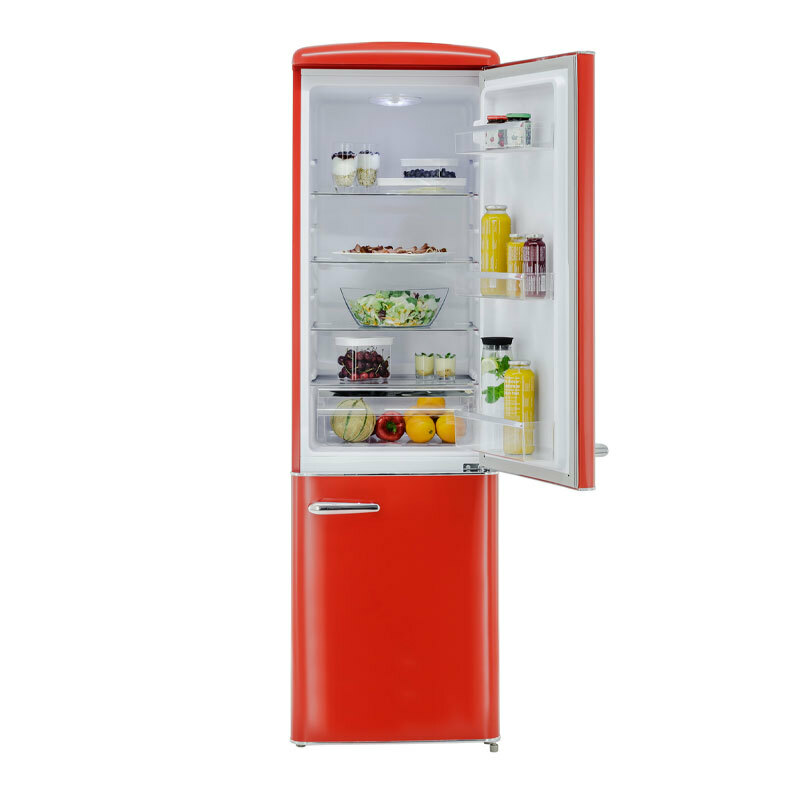 Frigorífico combi Exquisit RKGC250-70-H-160E – 244 L, Rojo retro, Congelador inferior