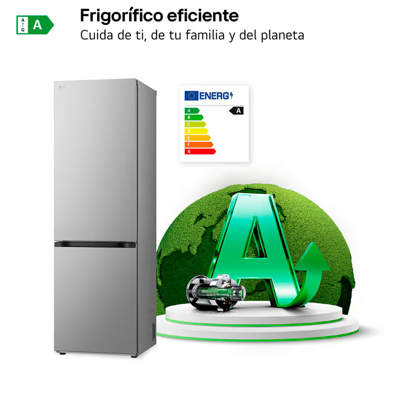 Frigorífico combi LG GBV3100APY – 344 L, Total No Frost, Inox antihuellas