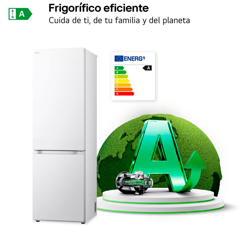 Frigorífico Combi LG GBV3100ASW – 374 L, Total No Frost, Smart Inverter