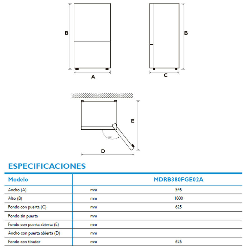 Frigorífico combi Midea MDRB380FGE02A – 270 L, Total No Frost, Inox