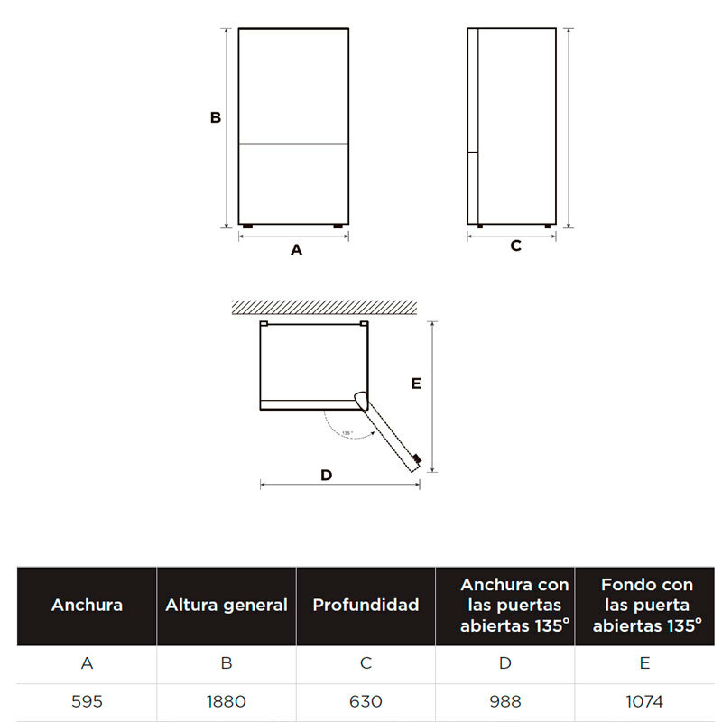 Frigorífico combi Midea MDRB424FGE02OE – 310 L, Total No Frost, Inox