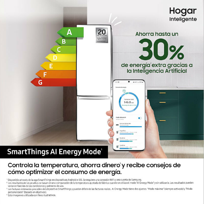 Frigorífico combi Samsung RB53DG703CS9EF – 538 L, Twin Cooling Plus, Wi‑Fi