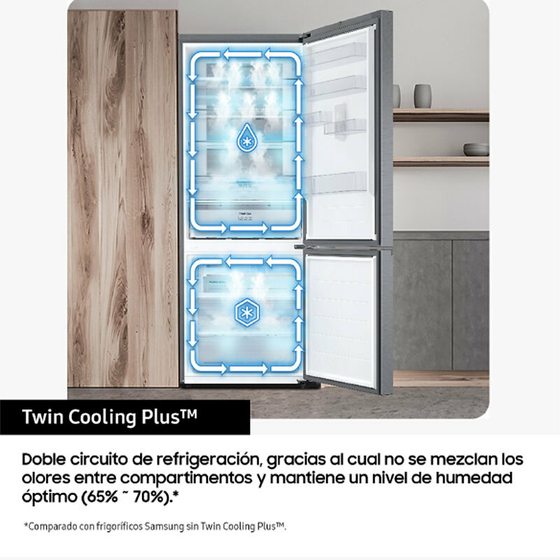 Frigorífico combi Samsung RB53DG706AS9EF – 538 L, No Frost Twin Cooling, Dispensador agua y hielo