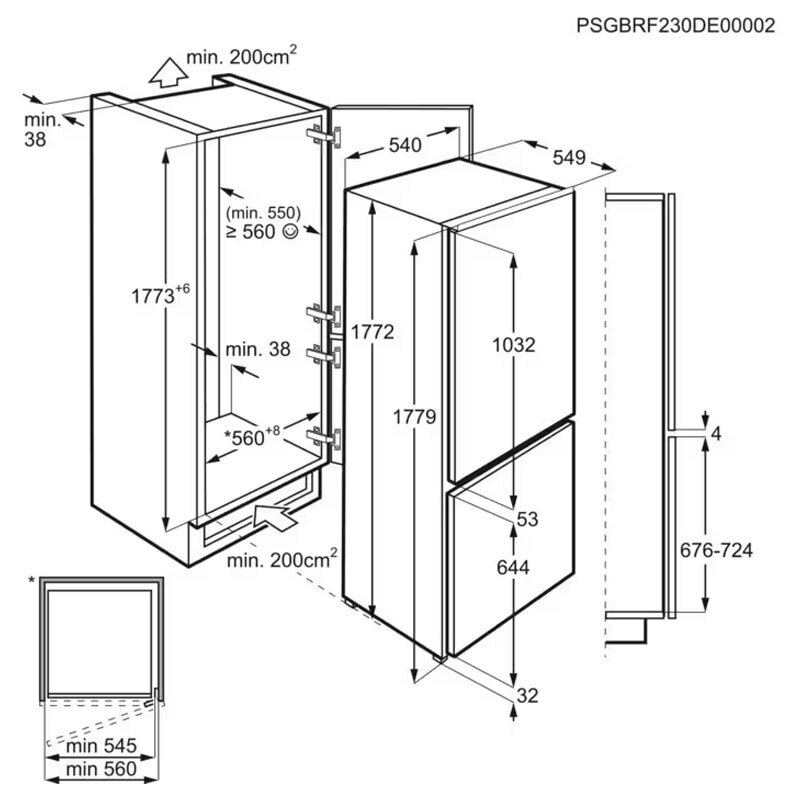 Frigorífico combi integrable AEG SCB618E6TS – 254 L, Total No Frost, 36 dB
