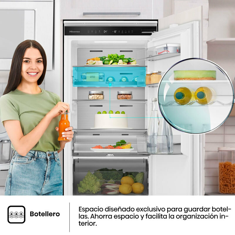 Frigorífico combi integrable Hisense RB3B250SAWE – 252 L, Total No Frost, Compresor Inverter