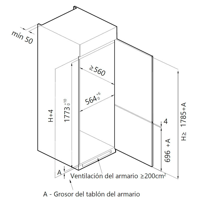 Frigorífico combi integrable Teka RBF 43345 FI – 271 L, No Frost, Clase E