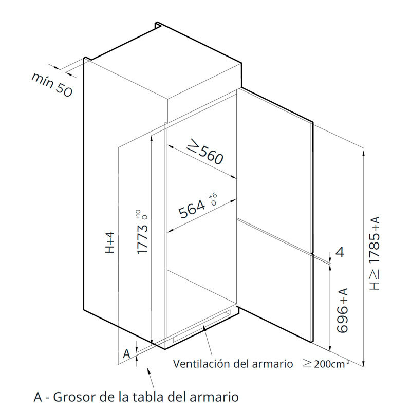 Frigorífico combi integrable Teka RBF73355FI – 248 L, No Frost, Clase E