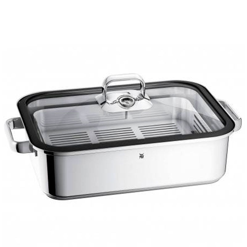 Vaporera rectangular WMF Vitalis Aroma – 3,5 L, Inducción, Tapa de vidrio