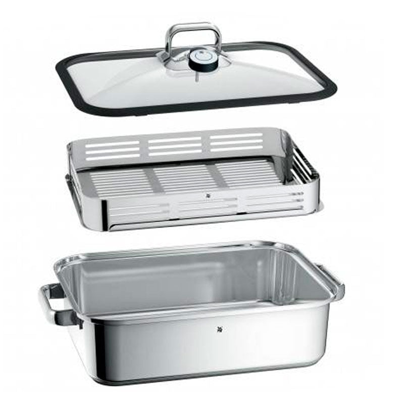 Vaporera rectangular WMF Vitalis Aroma – 3,5 L, Inducción, Tapa de vidrio