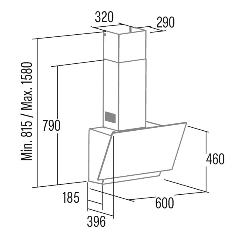 Campana decorativa de pared CATA THALASSA 600 GWH – 811 m³/h, Clase A, Cristal blanco