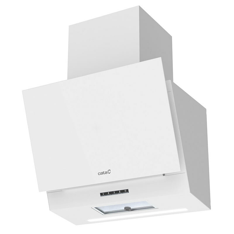 Campana decorativa de pared CATA THALASSA 600 GWH – 811 m³/h, Clase A, Cristal blanco