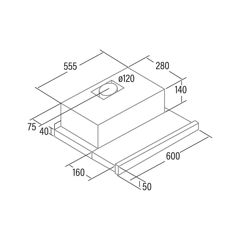 Campana telescópica bajo mueble Cata TF-5260 WH/G – 60 cm, 325 m³/h, Filtros lavables