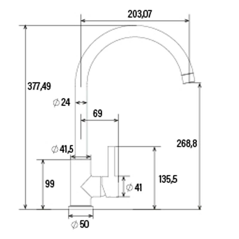 Grifo de cocina Cata CMA BK (02503403) – Negro mate, Caño alto giratorio 360°, Ahorro agua