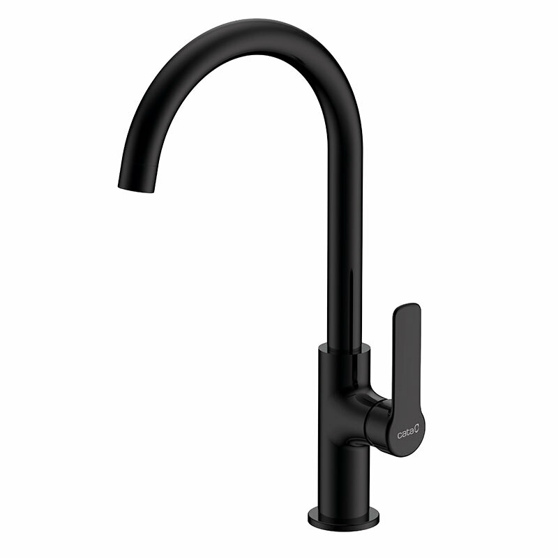 Grifo de cocina Cata CMA BK (02503403) – Negro mate, Caño alto giratorio 360°, Ahorro agua