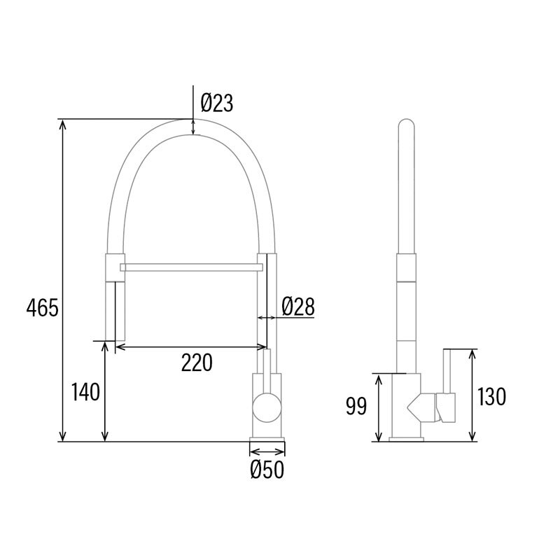 Grifo cocina CATA NPB – Monomando, Inox 304, Caño extraíble 360°