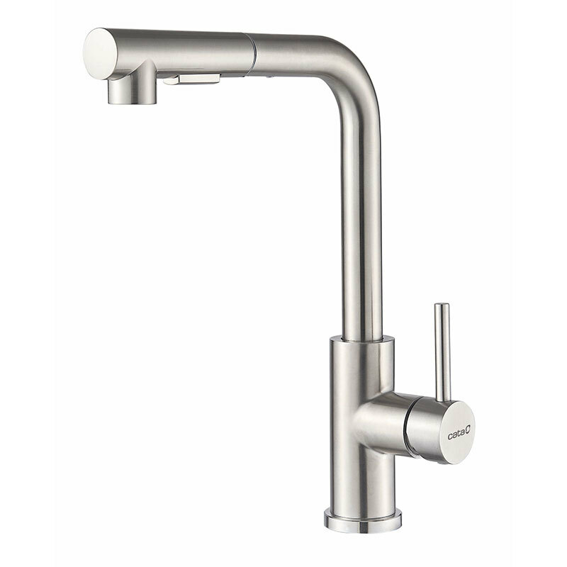 Grifo de cocina CATA XSE X/B – Monomando, Acero Inox 304, Caño alto extraíble 360º