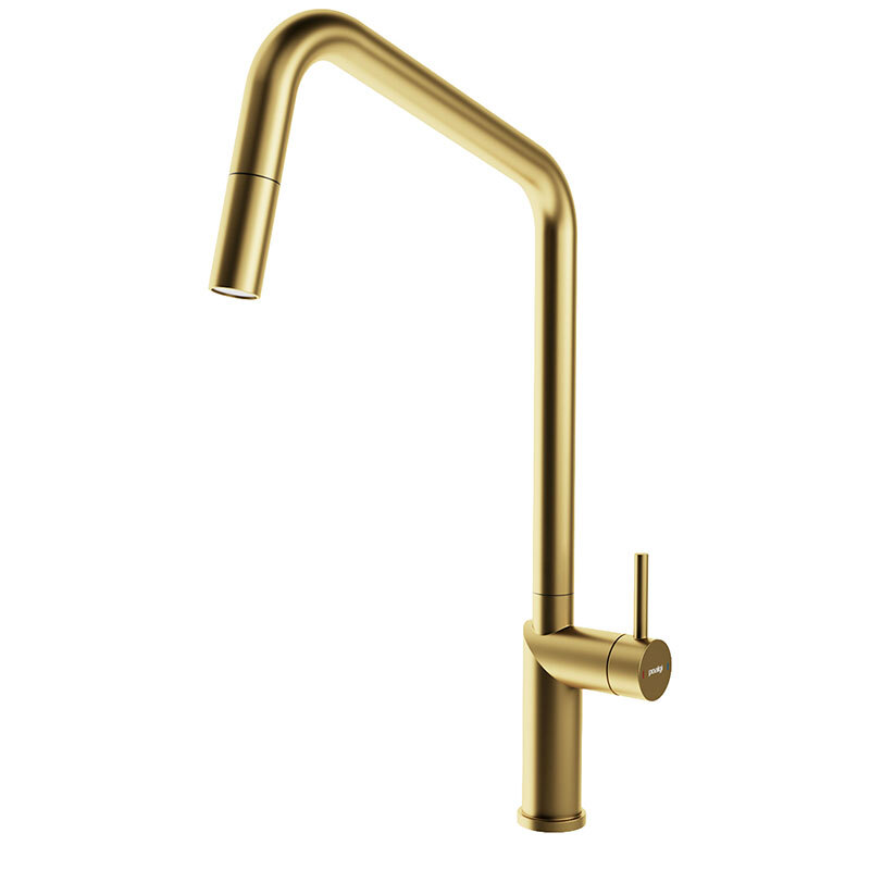 Grifo de cocina Poalgi POALGIC1/ORO – Caño extraíble, Monomando, Acabado oro