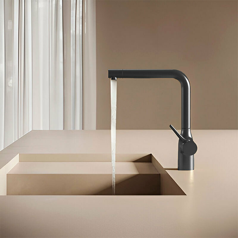 Grifo cocina Nobili CU128113BM – Negro mate, Ahorro 50%, Caño giratorio 180°