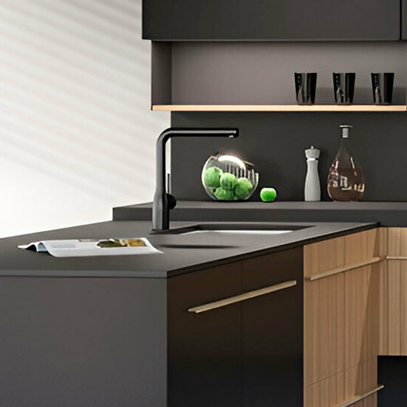 Grifo cocina Nobili CU128113BM – Negro mate, Ahorro 50%, Caño giratorio 180°