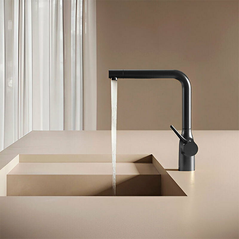 Grifo de cocina Nobili CU128113GUP – Grafito cepillado, Monomando, Caño giratorio 180°