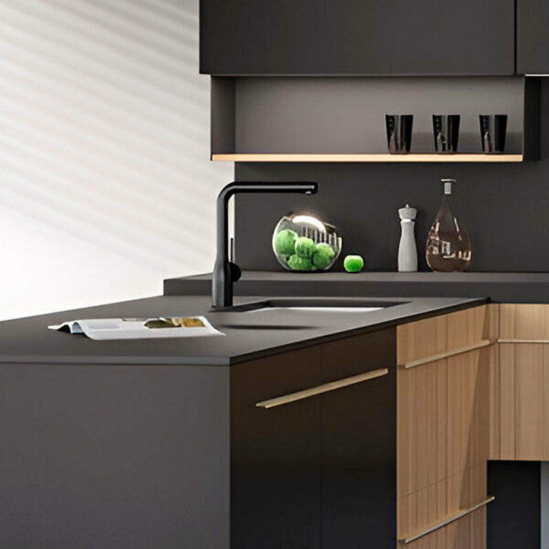 Grifo de cocina Nobili CU128113GUP – Grafito cepillado, Monomando, Caño giratorio 180°