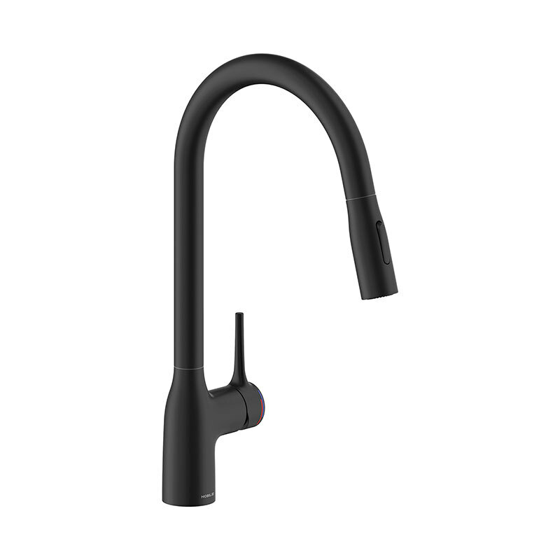 Grifo de cocina Nobili CU128137BM – Negro mate, Caño alto extraíble, Ahorro 50%