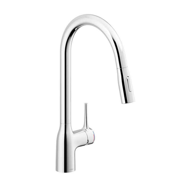 Mezclador monomando cocina Poalgi CU128137CR – Caño alto 180°, ducha extraíble 2 funciones, ahorro 50%