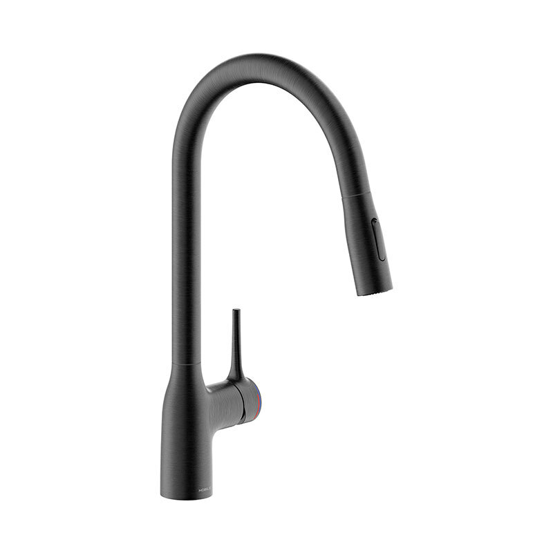 Grifo monomando de cocina Nobili CU128137GUP – Grafito cepillado, Ducha extraíble, Limitador 50%