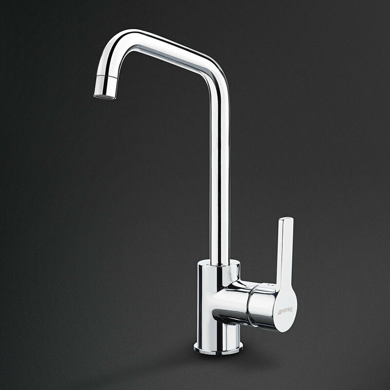 Grifo de cocina Smeg MI3CR – Monomando, Ahorro agua, Caño giratorio 360°