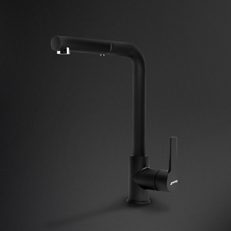 Grifo monomando cocina Smeg MID1MN – Negro mate, Ducha extraíble, Ahorro agua