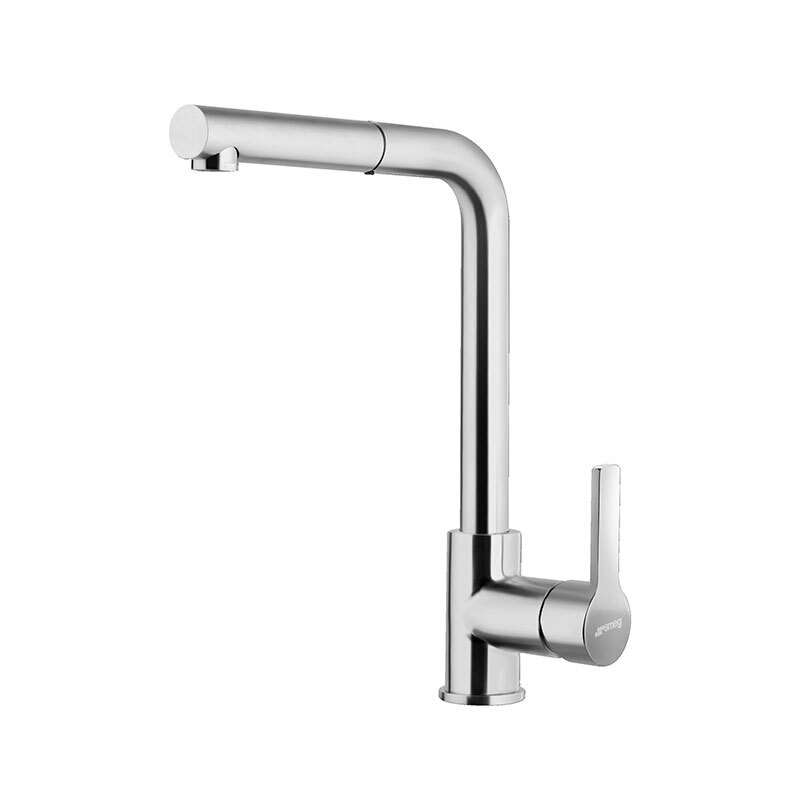 Grifo de cocina Smeg MID1NS – Níquel satinado, Monomando, Caño extraíble 180°