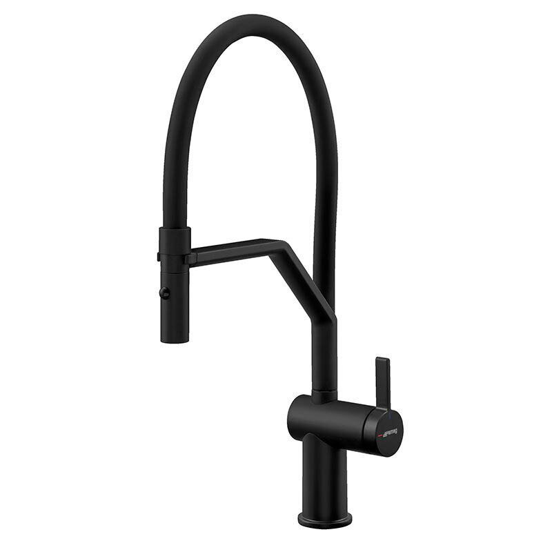 Grifo de cocina Smeg MID20MN – Negro mate, Caño extraíble 360°, Cartucho cerámico 35 mm