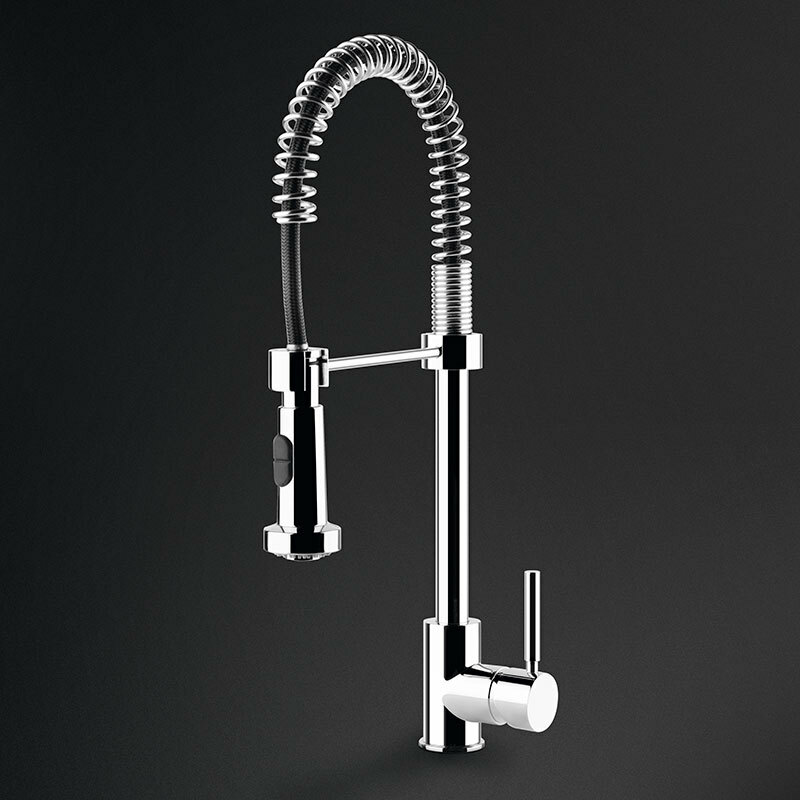 Grifo de cocina monomando Smeg MID9CR – Cromo, Ducha extraíble, Caño 360°